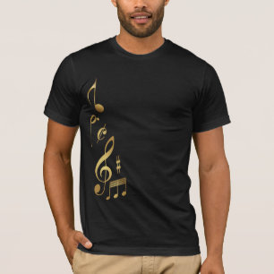 メタリック金ゴールド音楽ノート Tシャツ