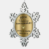 メタリック金ゴールド50結婚周年オーナメント スノーフレークピューターオーナメント (右)