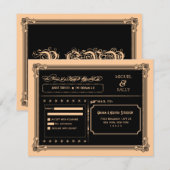 メタリック金ゴールド&ブラックDIYウェディングRSVP 出欠カード (正面/裏面)