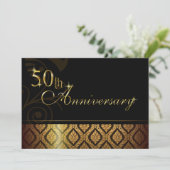 メタリック金ゴールドBrocade 50周年招待状 招待状 (スタンド正面)