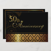 メタリック金ゴールドBrocade 50周年招待状 招待状 (正面/裏面)