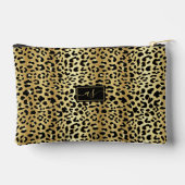メタリック金箔ブラックレオパードモノグラムのプリント アクセサリーポーチ (裏面)