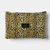 メタリック金箔ブラックレオパードモノグラムのプリント アクセサリーポーチ (正面)