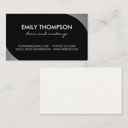 メタリック銀アクセント 名刺 (正面/裏面)