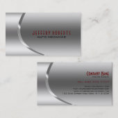 メタリック銀グレーオートプロフェッショナル整備士 名刺 (正面/裏面)