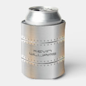 メタリック銀グレーストライプ 缶クーラー (缶正面)