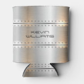 メタリック銀グレーストライプ 缶クーラー (正面)