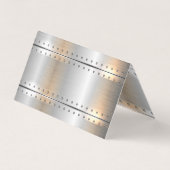 メタリック銀ストライプの男らしアクセント 名刺 (裏面)