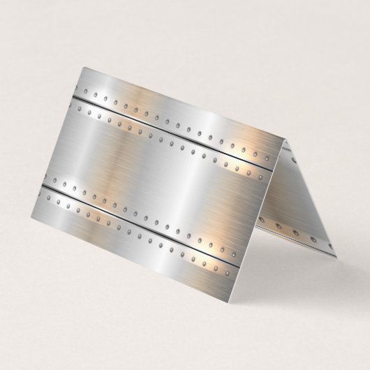 メタリック銀ストライプの男らしアクセント 名刺 (裏面)