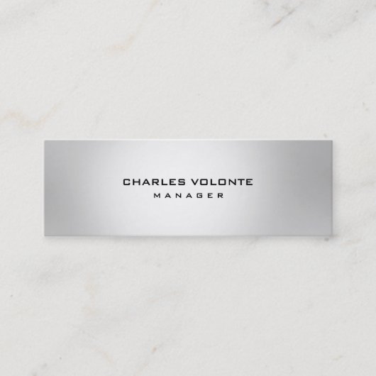 メタリック銀ミニマスタイリッシュリストプロフェッショナル スキニー名刺 (正面)