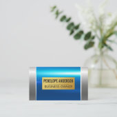 メタリック銀 |金ゴールドメタルプレート 名刺 (スタンド正面)