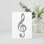 メタリック高音性クレフ、 音符記号 ポストカード (スタンド正面)