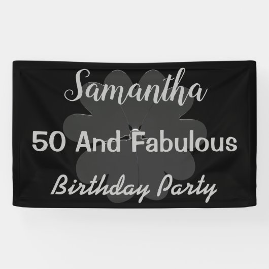 メタリック3Dシルバーフラワーフィフティ&素晴らしいバナー 横断幕 (横)