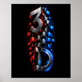 メタリック3Dディメンションキューブ抽象ポスター ポスター