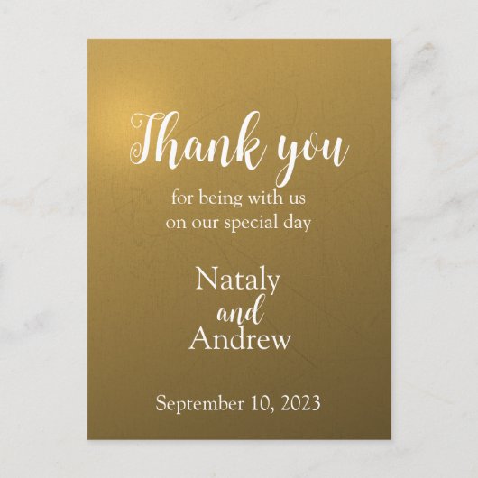 メタリック ゴールドのサンキュー カード (正面)
