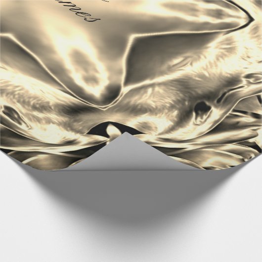 メタリック·シエレガントルバー·金ゴールドがクリスマス·スターに見える ラッピングペーパー (角)