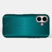 メタリック ティールグリーン ブラッシュドアルミニウム調 Case-Mate iPhoneケース (裏面 (横))