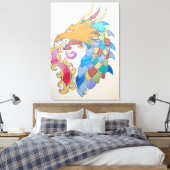 メタリック・ドラゴン・オン・キャンバス キャンバスプリント (インサイチュ (寝室))