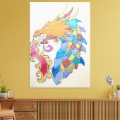 メタリック・ドラゴン・オン・キャンバス キャンバスプリント (インサイチュ (リビング))