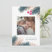 メタリック·パインの枝とベリーのクリスマス·カード シーズンカード (スタンド正面)