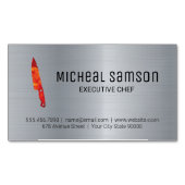 メタリック | ファイアナイフ | 料理長 マグネット名刺 (正面)