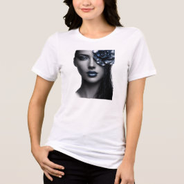 メタリック ミッドナイト ローズ ポートレート ダーク フラワー トライブレンドTシャツ