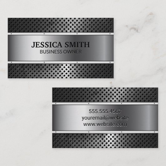 メタリック | リベット | 金属さびミシン目 名刺 (正面/裏面)