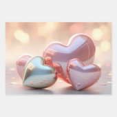 "メタリック"ルック金ゴールド、シルバー、バラ金ゴールド ラッピングペーパーシート (正面3)