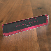 メタリック・レッド・クラスのエグゼクティブギフト デスクネームプレート (側面)