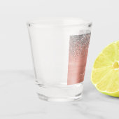 メタリック ローズゴールド シルバー グリッター モノグラム ショットグラス (左)