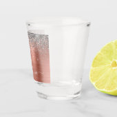 メタリック ローズゴールド シルバー グリッター モノグラム ショットグラス (右)