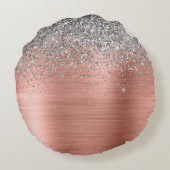 メタリック ローズゴールド シルバー グリッター モノグラム ラウンドクッション (裏面)