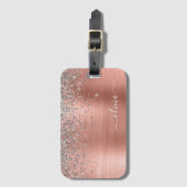 メタリック ローズゴールド シルバー グリッター モノグラム ラゲッジタグ (正面縦)
