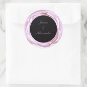 メタリック ローズ ソフト ピンク ラウンド ステッカー (バッグ)