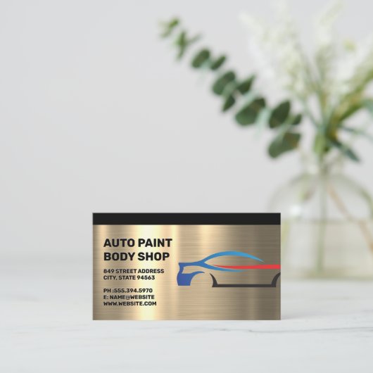 メタリック | 定型化された車のロゴ 名刺 (スタンド正面)