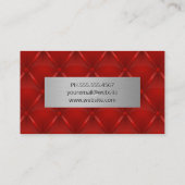 メタリック |赤い塗りつぶし背景 名刺 (裏面)