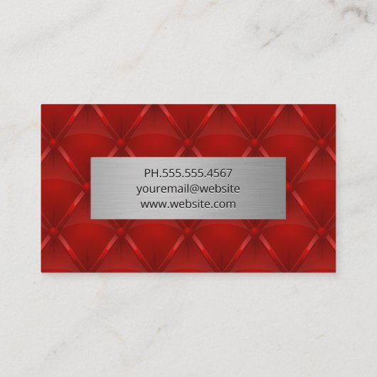 メタリック |赤い塗りつぶし背景 名刺 (裏面)