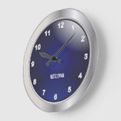 メタリック（青と銀） ラージ壁時計 (傾斜)