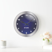 メタリック（青と銀） ラージ壁時計 (ホーム)