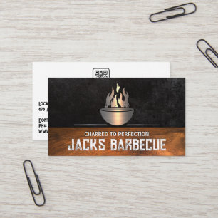 メタリックBbqロゴ 黒お洒落色 木製トリム 名刺