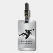 メタリックSIlverブラック通りダンサーシルエット ラゲッジタグ (正面縦)