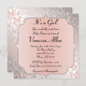 メタリッフォーマルクピーチフローラベビーシャワー 招待状 (正面/裏面)