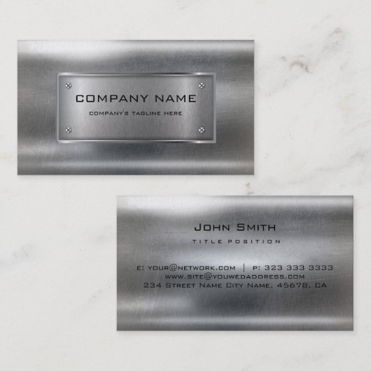 メタリモダンッフェイクク銀ステンレス鋼の外観 名刺 (正面/裏面)