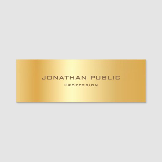 メタリ人気があるエレガントック金ゴールドモダンテンプレート 名札 (正面)