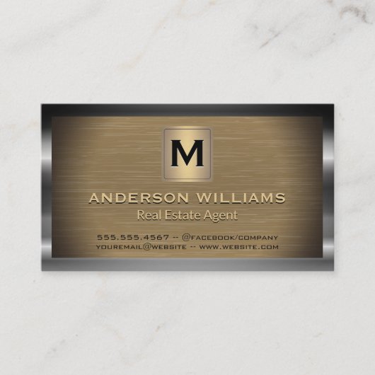 メタリ縁どックと背景 |モノグラム 名刺 (正面)