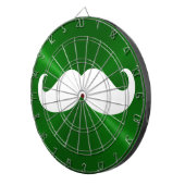 メタルおもしろいグリーン背景の白い口ひげ ダーツボード (正面右)