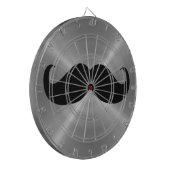メタルおもしろいグレー背景の黒い口ひげ ダーツボード (正面左)