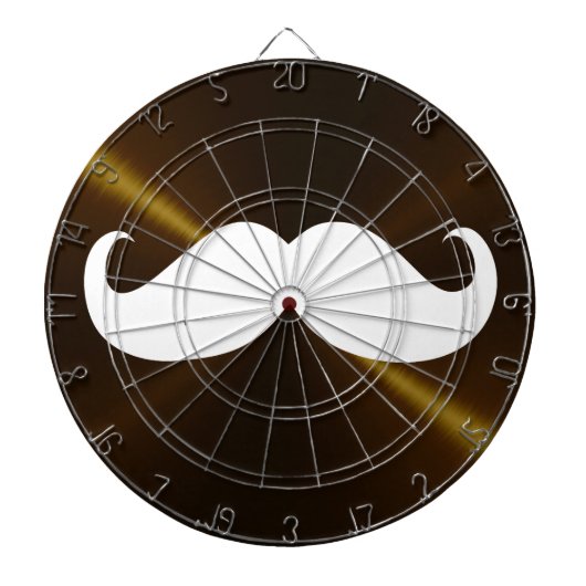 メタルおもしろい背景の白い口ひげ ダーツボード (正面)