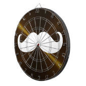メタルおもしろい背景の白い口ひげ ダーツボード (正面右)
