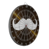 メタルおもしろい背景の白い口ひげ ダーツボード (正面左)